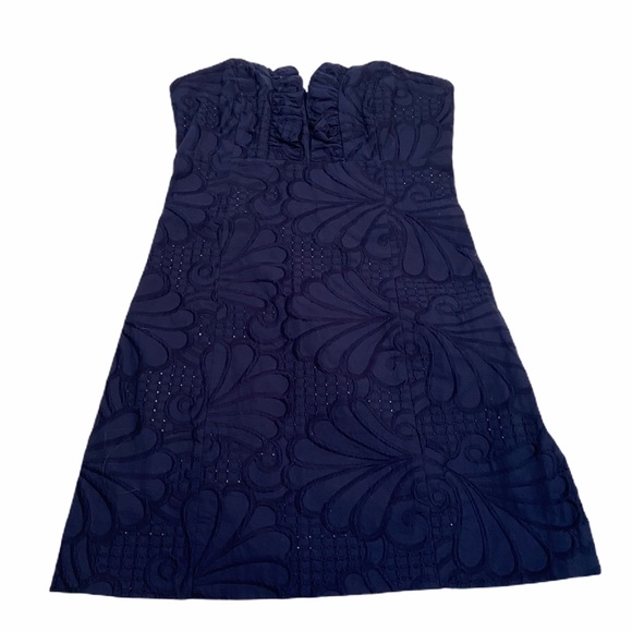 Lilly Pulitzer Blue Eyelet Strapless Dress
